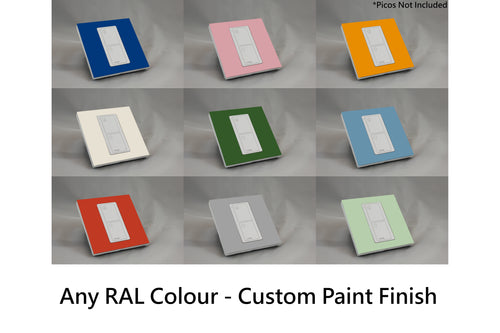 LD UK Square Faceplate for one Lutron Pico control with white Frame - Any RAL Colour (Metal Powder Coated)