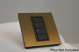 LD UK Square Faceplate for one Lutron Pico control with black Frame- Bronze Antique (Metal Plated)