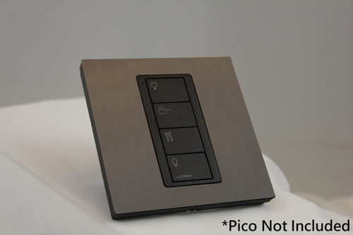 LD UK Square Faceplate for one Lutron Pico control with black Frame - Chocolate Bronze (Metal Plated)