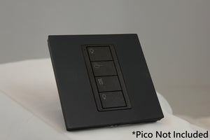 LD UK Square Faceplate for one Lutron Pico control with black Frame - Matt Black (Metal Powder Coated)