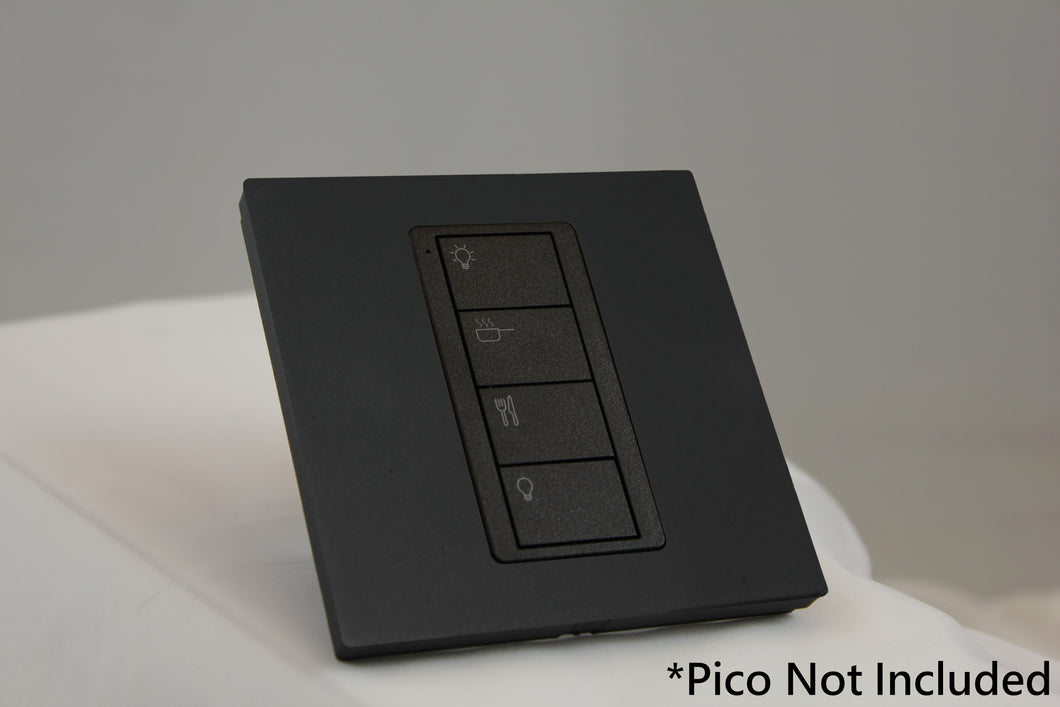 LD UK Square Faceplate for one Lutron Pico control with black Frame - Matt Black (Metal Powder Coated)