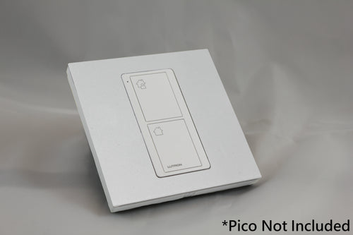 LD UK Square Faceplate for one Lutron Pico control with white Frame - Matt White (Metal Powder Coated)