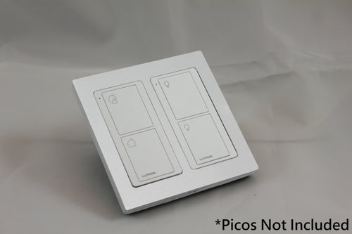LD UK Square Faceplate for two Lutron Pico controls with white Frame - Matt White (Metal Powder Coated)