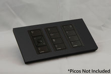 Load image into Gallery viewer, Vision UK Rectangle Faceplate for three Lutron Pico controls with black Frame - Matt Black RAL 9005 (Metal Powder Coated)

