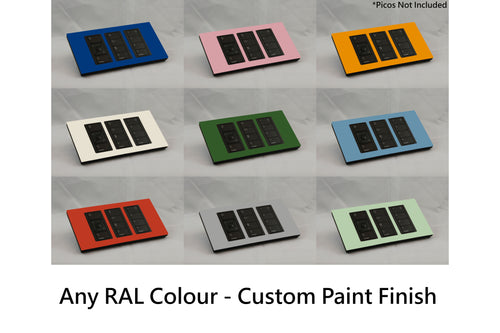 Vision UK Rectangle Faceplate for three Lutron Pico controls with black Frame - Any RAL Colour (Metal Powder Coated)