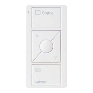 Lutron Pico Blind Remote: 3-button with raise/lower with blind icons and 'Shade' text - White PK2-3BRL-TAW-S02