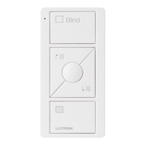 Lutron Pico Blind Remote: 3-button with raise/lower with blind icons and 'Blind' text - White PK2-3BRL-TAW-S05
