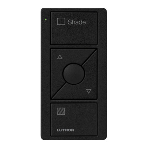 Lutron Pico Blind Remote: 3-button with raise/lower with blind icons and 'Shade' text - Black PK2-3BRL-TBL-S02