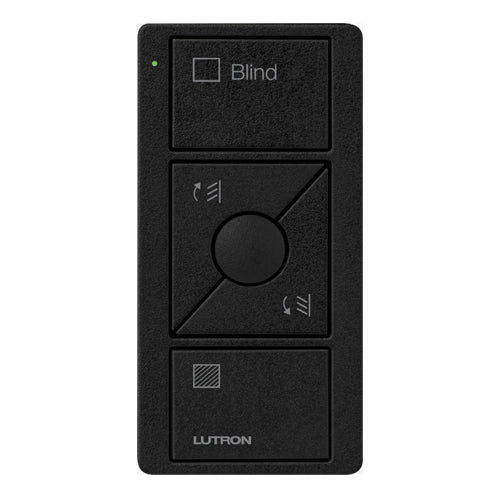 Lutron Pico Blind Remote: 3-button with raise/lower with blind icons and 'Blind' text - Black PK2-3BRL-TBL-S05