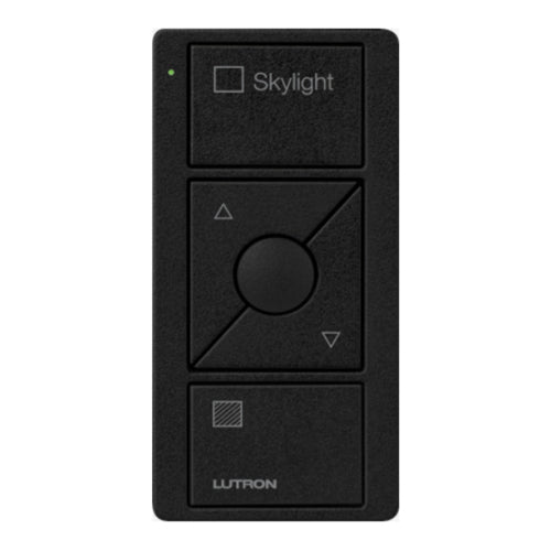 Lutron Pico Blind Remote: 3-button with raise/lower with blind icons and 'Skylight' text - Black PK2-3BRL-TBL-S06