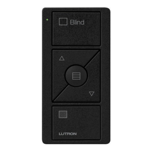 Lutron Pico Horizontal Sheer Blind Remote: 3-button with raise/lower with blind icons and 'Blind' text - Black PK2-3BRL-TBL-S09