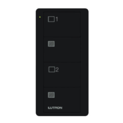 Lutron Pico Blind Remote: 4-button with blinds icon (2-group) (On, Off) - Black PK2-4B-TBL-S21