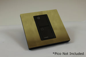 CUSTOM Faceplate for one Lutron Pico control with black Frame - Polished Brass