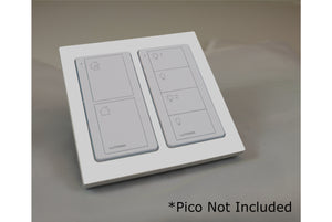 CUSTOM Faceplate for two Lutron Pico controls with white Frame - Matt White