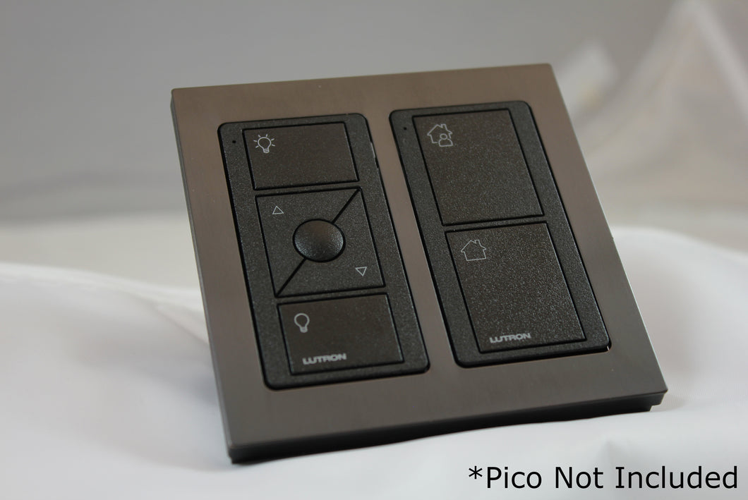 CUSTOM Faceplate for two Lutron Pico controls with black Frame - Chocolate Bronze