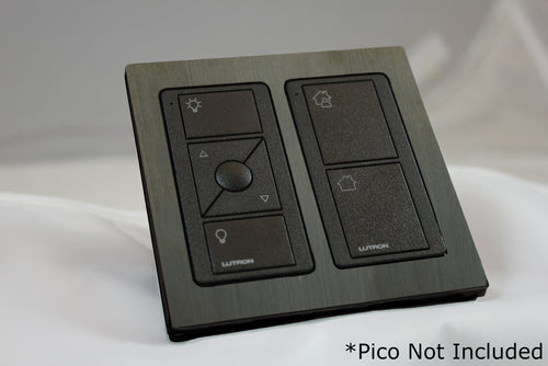 CUSTOM Faceplate for two Lutron Pico controls with black Frame - Jordan Bronze