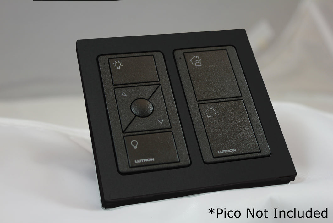 CUSTOM Faceplate for two Lutron Pico controls with black Frames - Matt Black