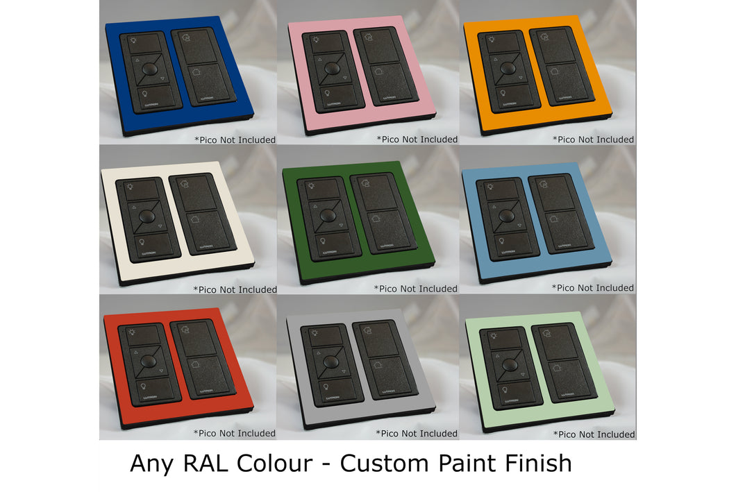 CUSTOM Faceplate for two Lutron Pico controls with black Frame  - Any RAL Colour