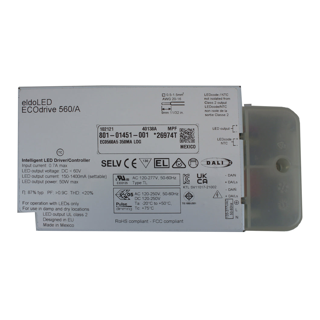 eldoLED ECOdrive 560/A - 50w DALI dimmable constant current LED driver